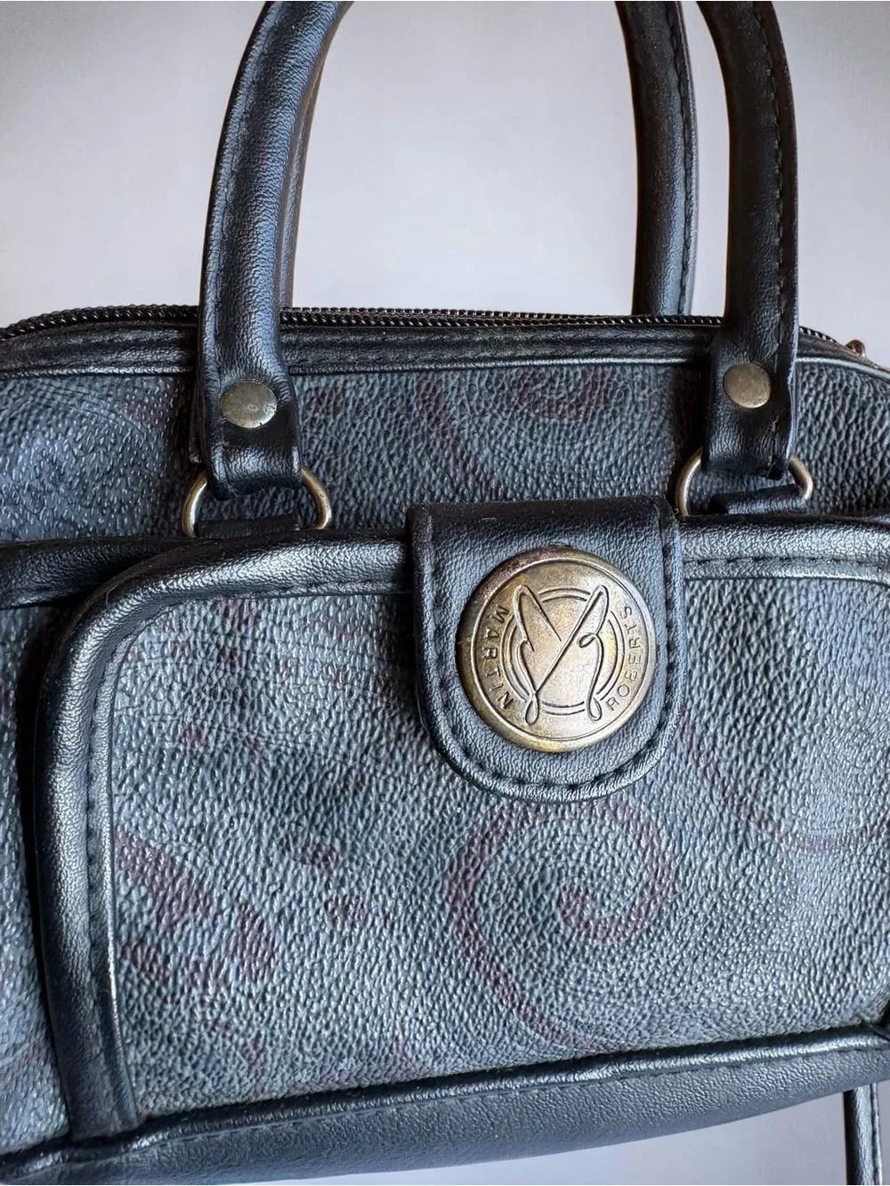 Black Leather-Trim Crossbody Satchel - Martin Robert’s 90s Y2K Handbag Paisley